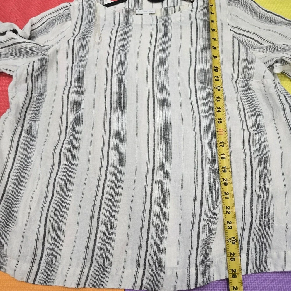 Charter Club Women's 2X Top‎ 100% Linen Striped Ruffle Bell Sleeve Boho Blouse